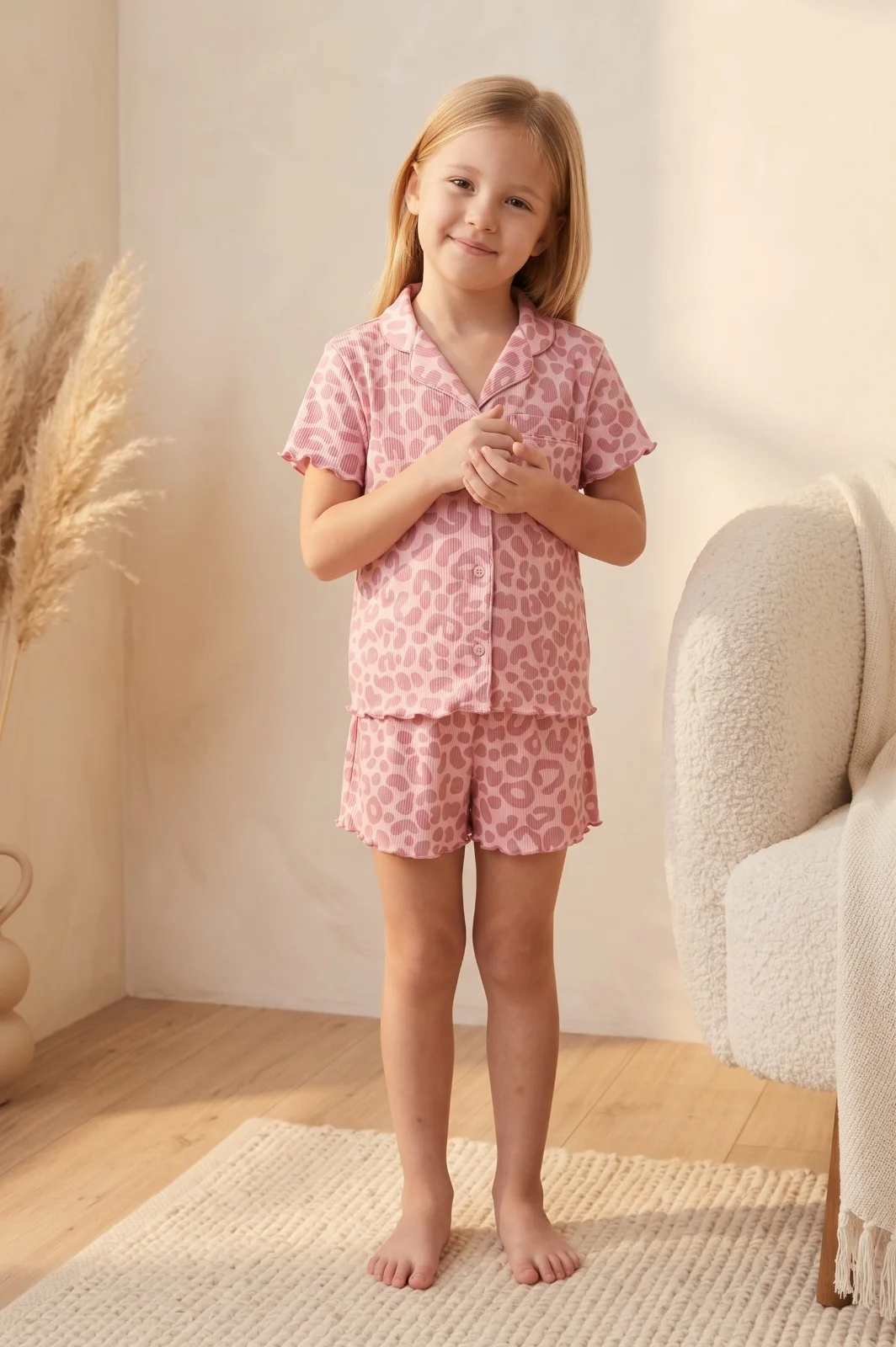 Pijama Niña Animal Print Rosa
