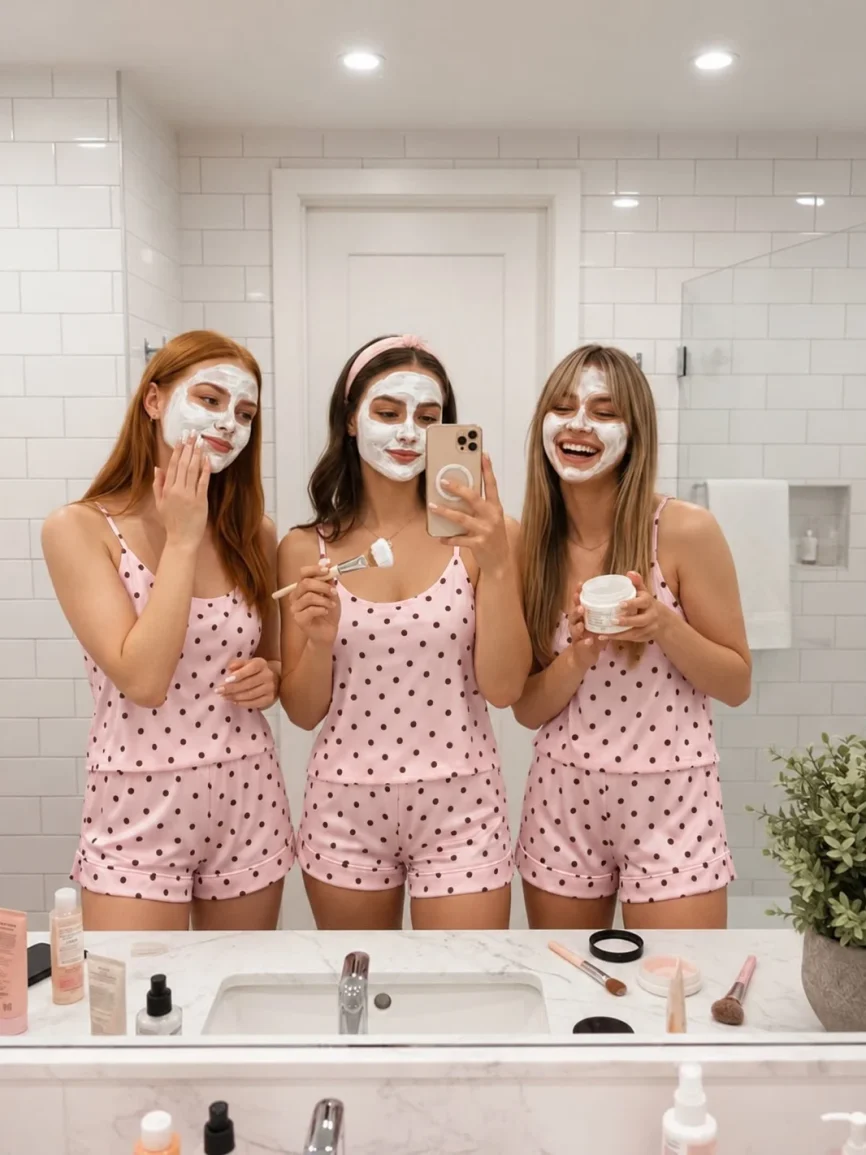 Pijama Aurora Seda Premium - Polka Dots Rosa Pastel