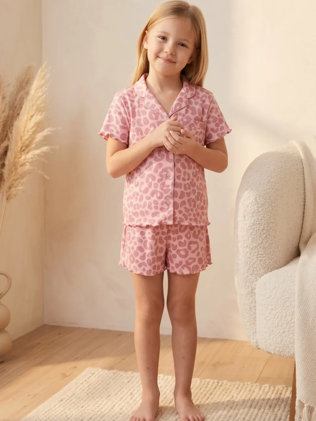 Pijama Niña Animal Print Rosa